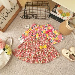 Chân váy hoa kèm quần bé gái size 3- 10