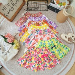 Chân váy hoa kèm quần bên trong cho bé gái size 3 -10