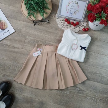 Chân váy học sinh xếp ly kèm quần cotton bên trong size 7 -15