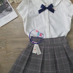 Chân váy kẻ học sinh kèm quần cotton bên trong