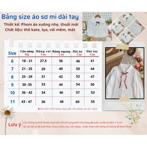Áo sơ mi trắng dài tay học sinh tiểu học size 6 -10-kidsky-bán sỉ Áo sơ mi trắng dài tay học sinh tiểu học size 6 -10 Áo sơ mi trắng dài tay học sinh tiểu học size 6 -10-ÁO SƠ MI DÀI TAY BÉ GÁI