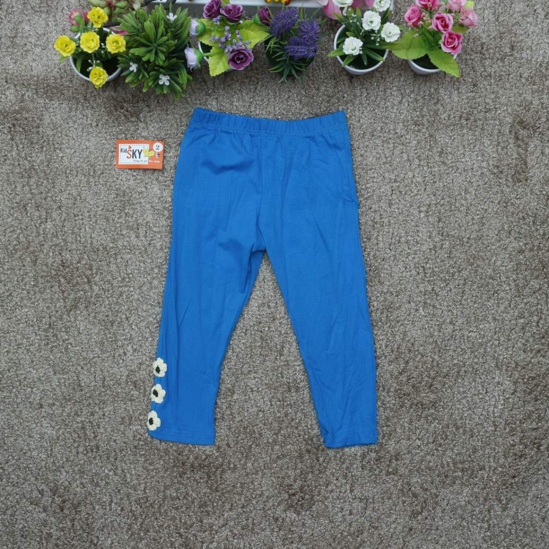 Legging cotton thu bé gái - xanh biển-