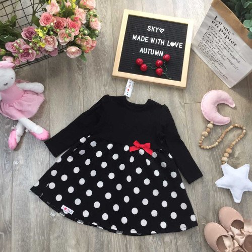 Váy chấm bi thân len size 1-5-kidsky-bán sỉ Váy chấm bi thân len size 1-5 Váy chấm bi thân len size 1-5-