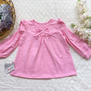 Áo thun cotton ren cổ nơ