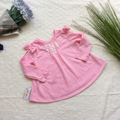Áo thu cotton hoa nhí đáp cổ-kidsky-bán sỉ Áo thu cotton hoa nhí đáp cổ Áo thu cotton hoa nhí đáp cổ-
