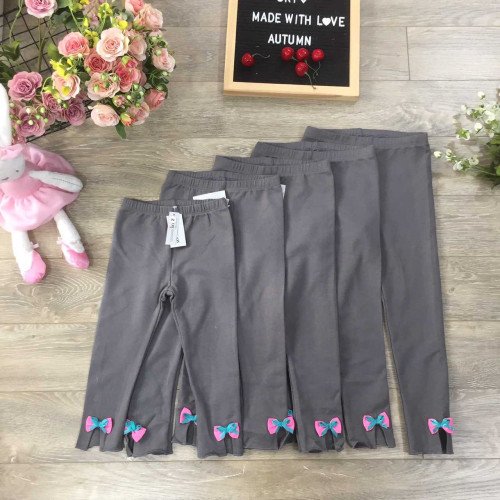 Quần legging nỉ da cá chun xe gấu nơ - ghi xám-kidsky-bán sỉ Quần legging nỉ da cá chun xe gấu nơ - ghi xám Quần legging nỉ da cá chun xe gấu nơ - ghi xám-