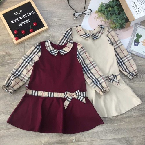 Váy thu đuôi cá tay kẻ size 6-10-kidsky-bán sỉ Váy thu đuôi cá tay kẻ size 6-10 Váy thu đuôi cá tay kẻ size 6-10-