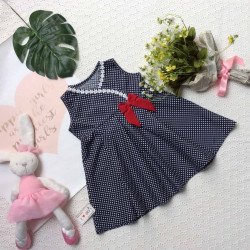 Váy chấm bi cổ chéo ren hoa nơ ngực -VC29205 Váy chấm bi cổ chéo ren hoa nơ ngực -VC29205