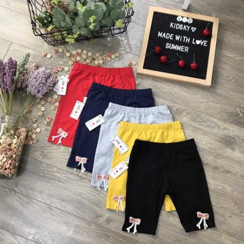 quần legging cotton nơ gấu hè bé gái size 2-8  -LEGN7