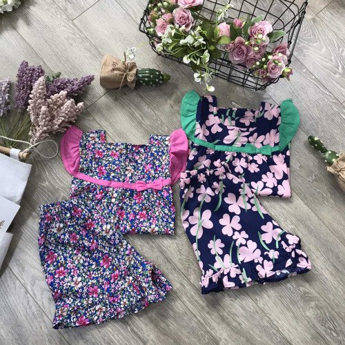 Bộ lanh hoa bé gái size 6-10 -b20275-kidsky-bán sỉ Bộ lanh hoa bé gái size 6-10 -b20275 Bộ lanh hoa bé gái size 6-10 -b20275-