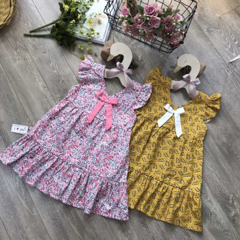 váy tay tiên nơ cổ đuôi cá size 4-8  -VT20255