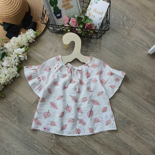 Áo sơ mi cổ tròn tay dún - A30115-kidsky-bán sỉ Áo sơ mi cổ tròn tay dún - A30115 Áo sơ mi cổ tròn tay dún - A30115-