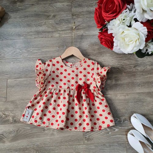 Áo chấm bi đũi hoa tay loe size 2-6 - AV50305-kidsky-bán sỉ Áo chấm bi đũi hoa tay loe size 2-6 - AV50305 Áo chấm bi đũi hoa tay loe size 2-6 - AV50305-