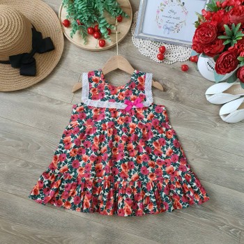 Váy bé gái cổ ren hoa nhí đuôi cá 2 tầng size 2-6