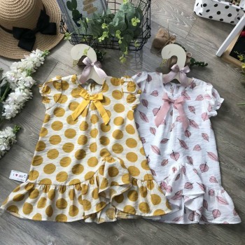 Váy hoa đũi tơ vạt chếch size 4-8  - VD50305