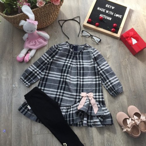 váy kẻ đuôi cá vạt lệch size 4-8-