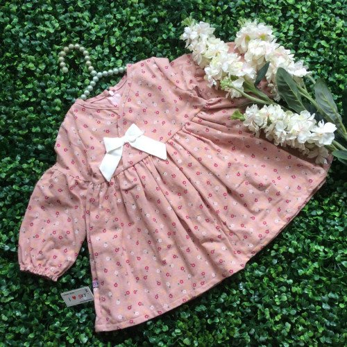 Váy dạ hoa thu đông bé gái-