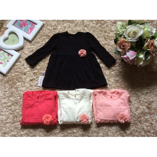Áo váy len phối hoa đính ngực  size 2-6-