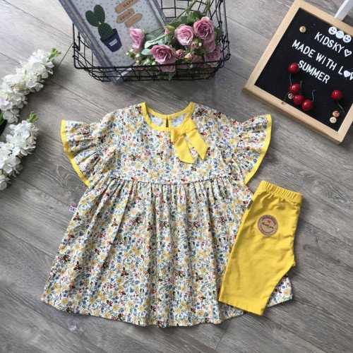 Bộ áo váy tay loe quần legging size 2 -6--bán sỉ Bộ áo váy tay loe quần legging size 2 -6 Bộ áo váy tay loe quần legging size 2 -6-BỘ XUÂN HÈ BÉ GÁI