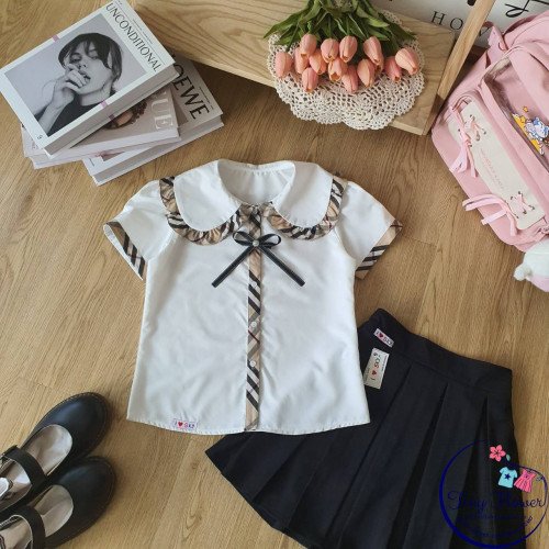 Áo sơ mi cộc tay cổ sen bèo - size 7-11-kidsky-bán sỉ Áo sơ mi cộc tay cổ sen bèo - size 7-11 Áo sơ mi cộc tay cổ sen bèo - size 7-11-ÁO SƠ MI CỘC TAY BÉ GÁI