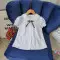 Áo sơ mi ren ngực nơ cài - chất thô cotton - size 6-10 - A8225