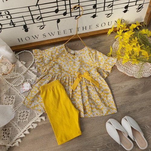Bộ hoa tay loe bé gái quần legging size 2-6-kidsky-bán sỉ Bộ hoa tay loe bé gái quần legging size 2-6 Bộ hoa tay loe bé gái quần legging size 2-6-BỘ XUÂN HÈ BÉ GÁI
