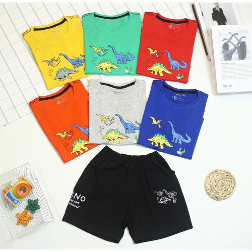 Bộ cotton bé trai cộc tay in hình khủng long-chikids-bán sỉ Bộ cotton bé trai cộc tay in hình khủng long Bộ cotton bé trai cộc tay in hình khủng long-ĐỒ BỘ XUÂN HÈ BÉ TRAI