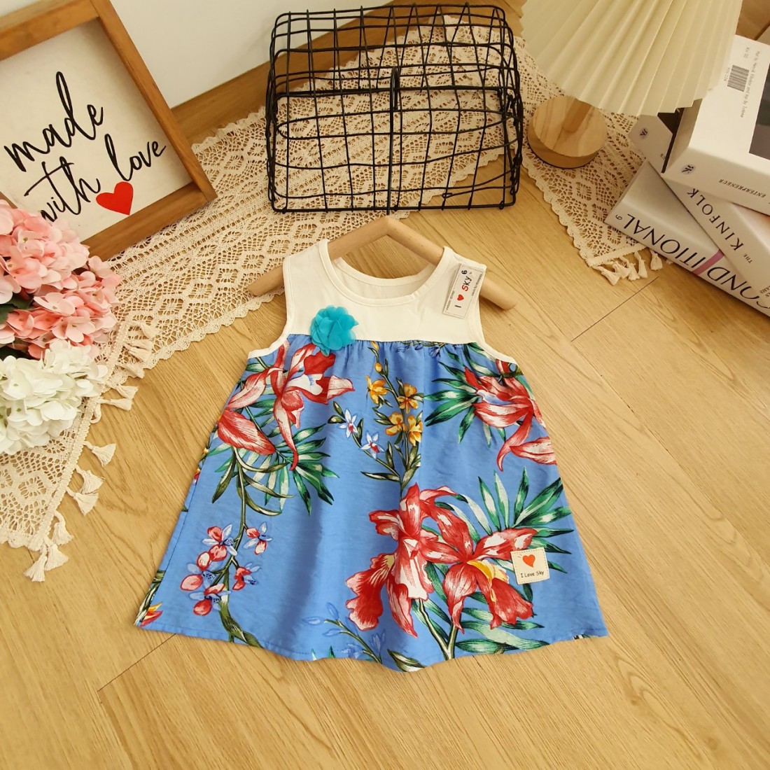 Áo sát nách cotton phối lanh đũi size 6 -10-ÁO ĐŨI-LANH-BOI BÉ  GÁI