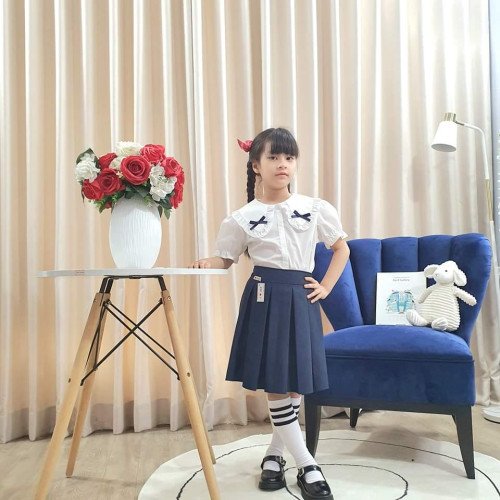 Áo sơ mi trắng học sinh cổ bèo 2 nơ size 7-11-kidsky-bán sỉ Áo sơ mi trắng học sinh cổ bèo 2 nơ size 7-11 Áo sơ mi trắng học sinh cổ bèo 2 nơ size 7-11-ÁO SƠ MI CỘC TAY BÉ GÁI