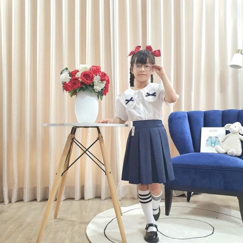 Áo sơ mi trắng học sinh cổ bèo 2 nơ size 7-11-kidsky-bán sỉ Áo sơ mi trắng học sinh cổ bèo 2 nơ size 7-11 Áo sơ mi trắng học sinh cổ bèo 2 nơ size 7-11-ÁO SƠ MI CỘC TAY BÉ GÁI