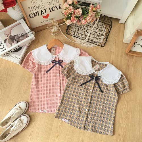 Áo sơ mi học sinh kẻ caro cổ sen size 7-11-kidsky-bán sỉ Áo sơ mi học sinh kẻ caro cổ sen size 7-11 Áo sơ mi học sinh kẻ caro cổ sen size 7-11-ÁO SƠ MI CỘC TAY BÉ GÁI